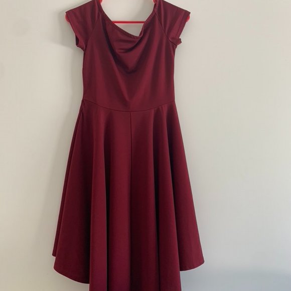 Maroon Midi Formal Dress - Picture 2 of 2